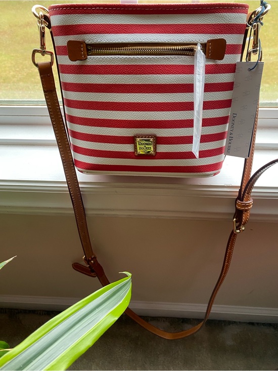 Dooney & Bourke Handbags - Dooney & Bourke Red and Cream Striped Crossbody Bag NWT
